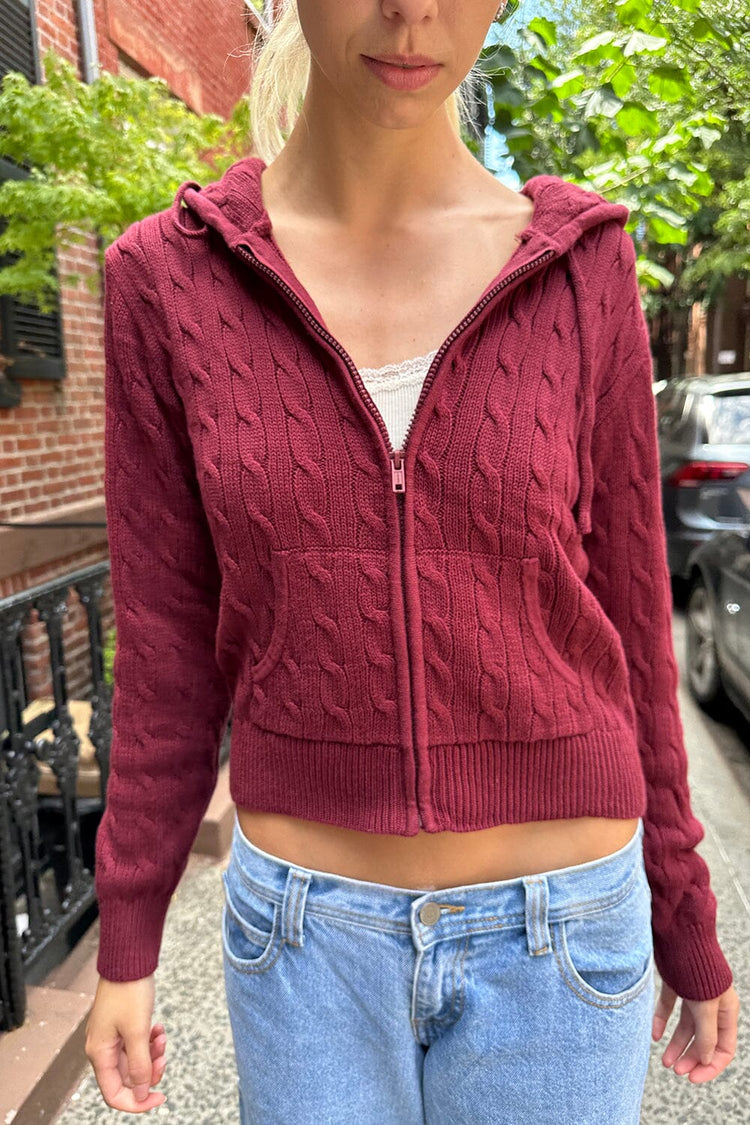 Brandy Melville Top Pick / Ayla Cable Knit Hoodie