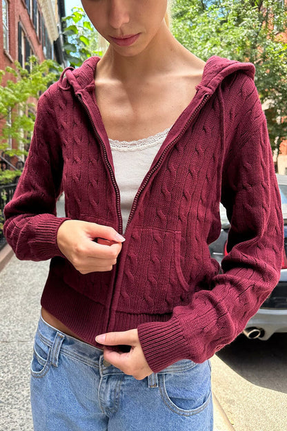 Brandy Melville Top Pick / Ayla Cable Knit Hoodie