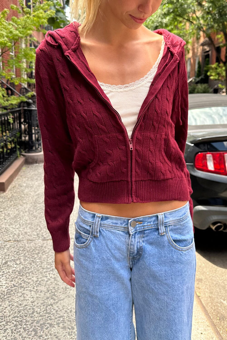 Brandy Melville Top Pick / Ayla Cable Knit Hoodie