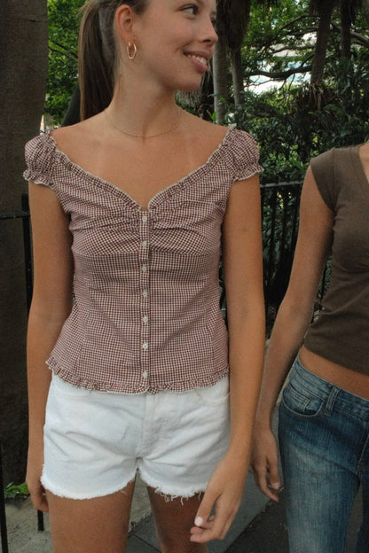 Brandy Melville Essential / Elena Gingham Top