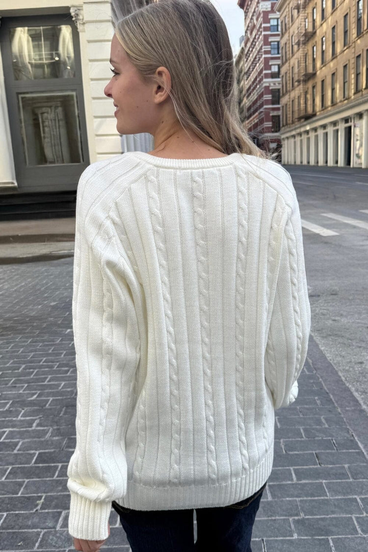 Brandy Melville Great Value / Ida Cotton Cable Knit V-Neck Sweater