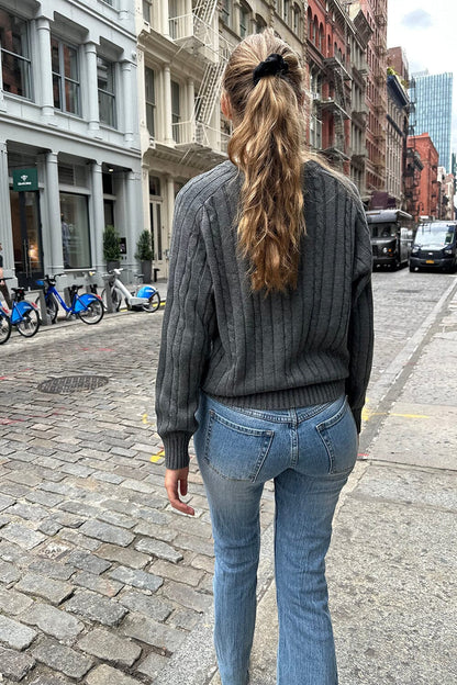 Brandy Melville Great Value / Ida Cotton Cable Knit V-Neck Sweater