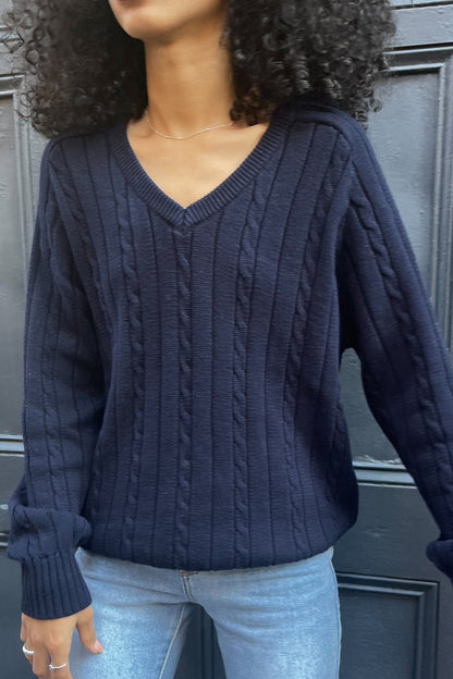 Brandy Melville Great Value / Ida Cotton Cable Knit V-Neck Sweater