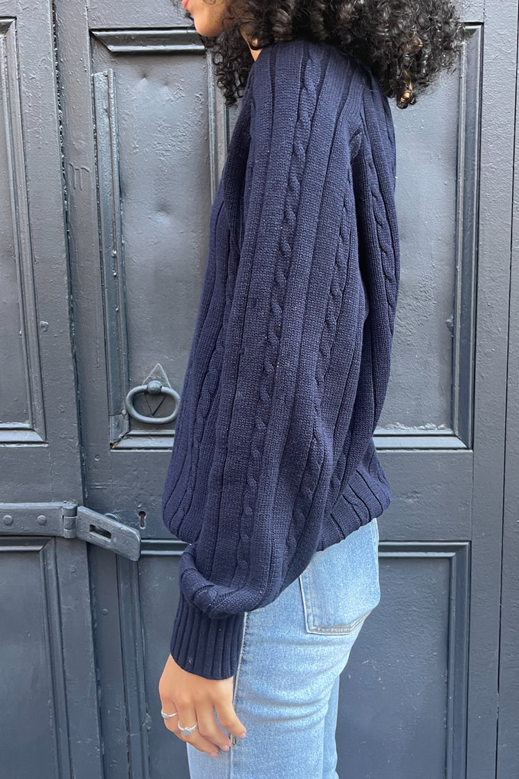 Brandy Melville Great Value / Ida Cotton Cable Knit V-Neck Sweater