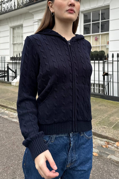 Brandy Melville Signature / Ayla Cable Knit Zip-Up Sweater