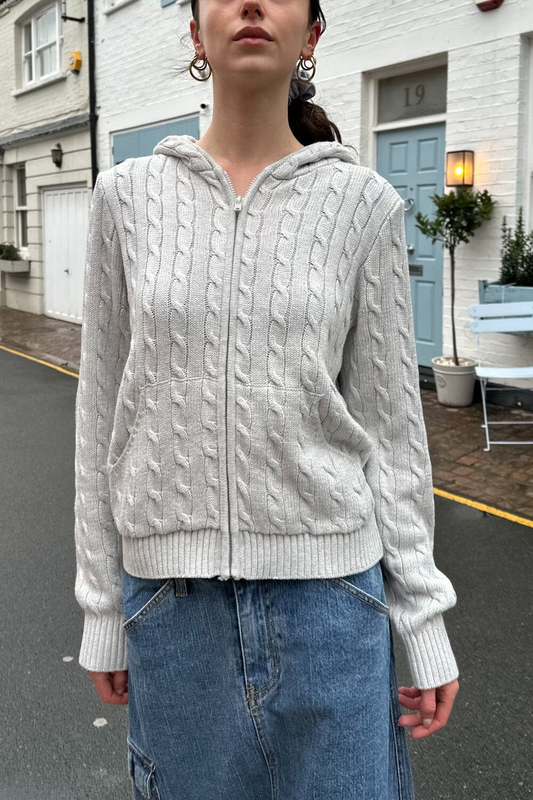 Brandy Melville Signature / Ayla Cable Knit Zip-Up Sweater