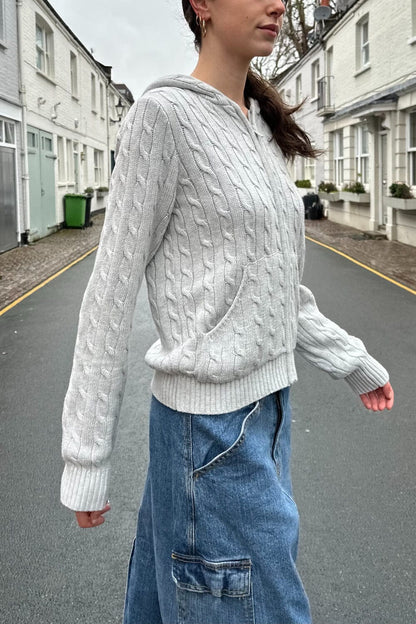 Brandy Melville Signature / Ayla Cable Knit Zip-Up Sweater