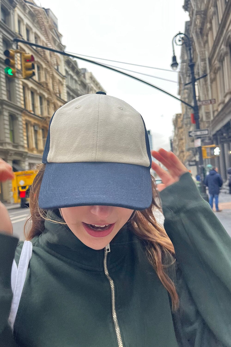 Brandy Melville Top Pick / Katherine Navy Colorblock Baseball Cap